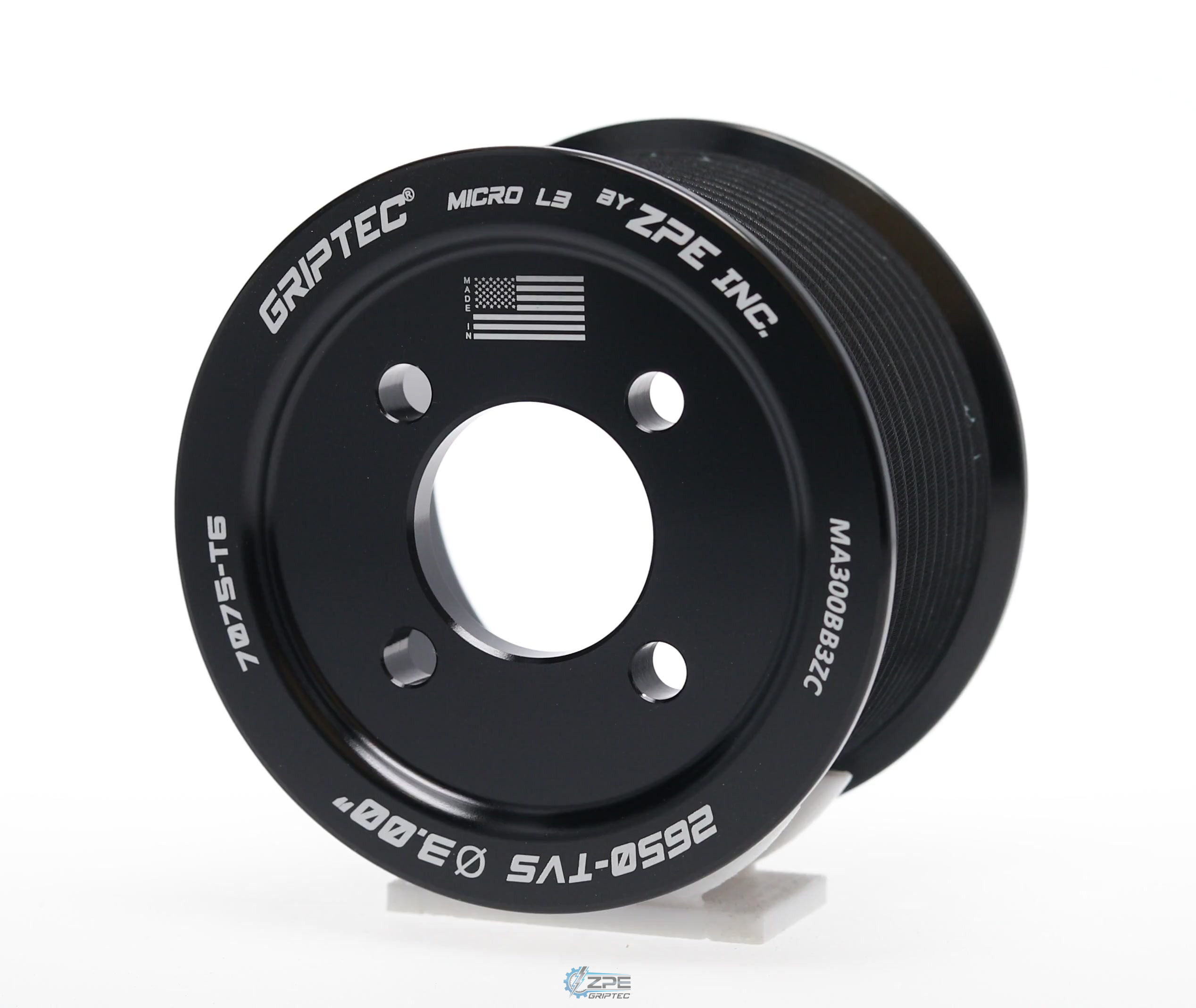 3.00" 12 Rib ZPE GripTec® 2pc Magnuson LSA/LT4 2650 TVS L3 Black Pulley Only